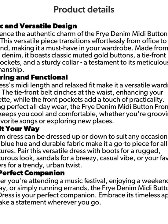 Frye Indigo Denim Shirt Midi Dress with Tie Waist - Picture 5 of 7